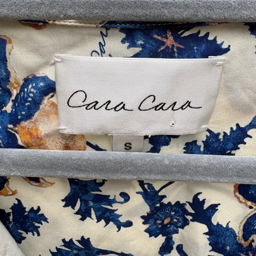 Cara Cara Womens Small Leighton Shirt Dress Blue Floral Cotton Poplin Hamptons - Picture 3 of 8